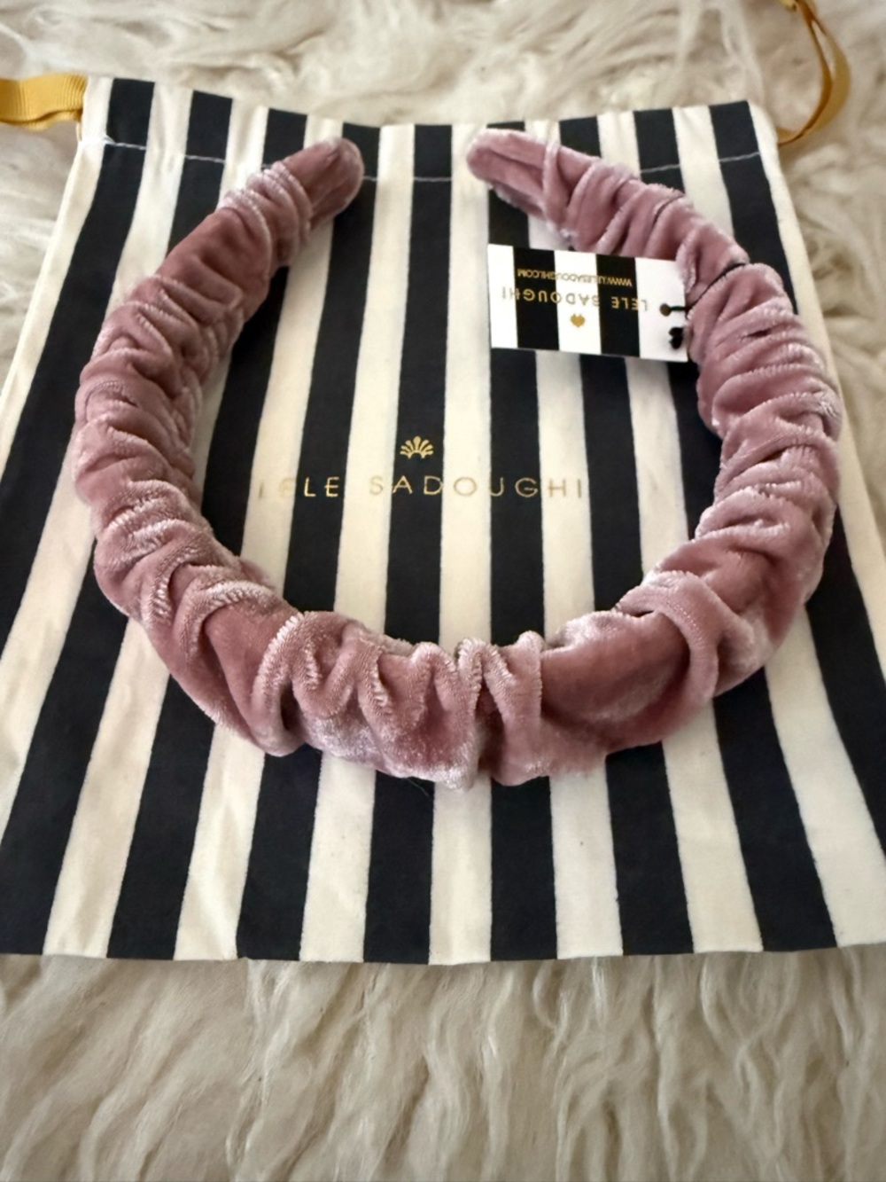 Lele Sadoughi Velvet Kelly Headband Dusty Rose - Picture 3 of 6